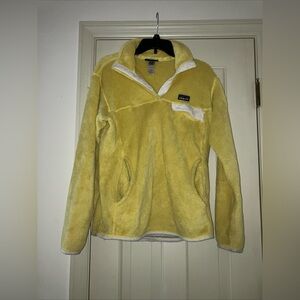 Patagonia Sweater Womens Large Yellow Re Tool Snap Pockets Pullover Outdoor
